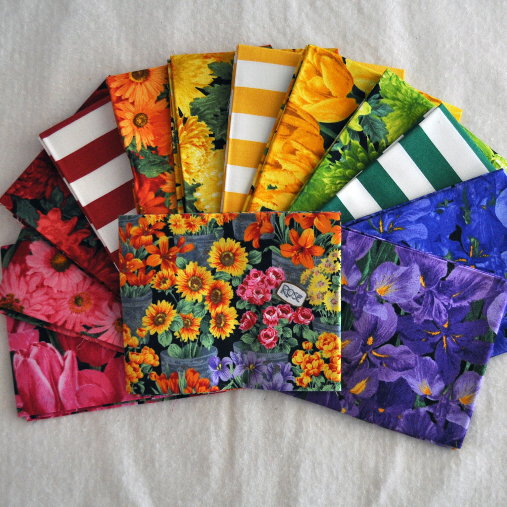 Craftsfabrics 9pcs 50cmx50cm Floral Fat Quarters Fabric Bundles