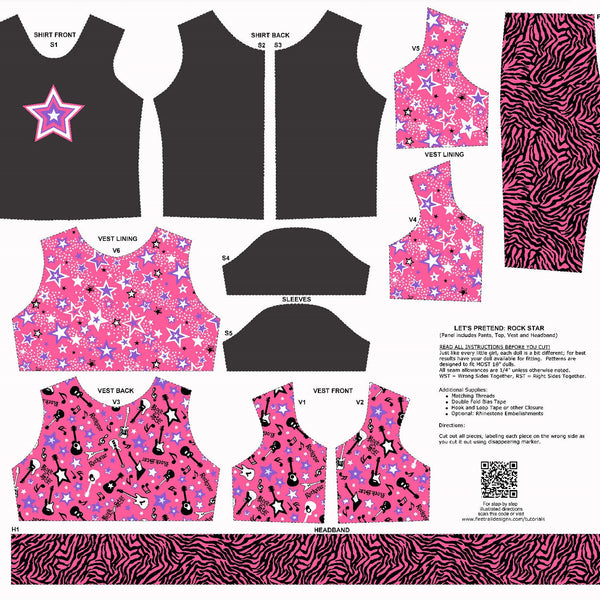 Let's Play Dolls Rock Star Costume Panel
